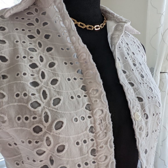 London Time White Eyelet Knee Length Dress Size S - Picture 2 of 14